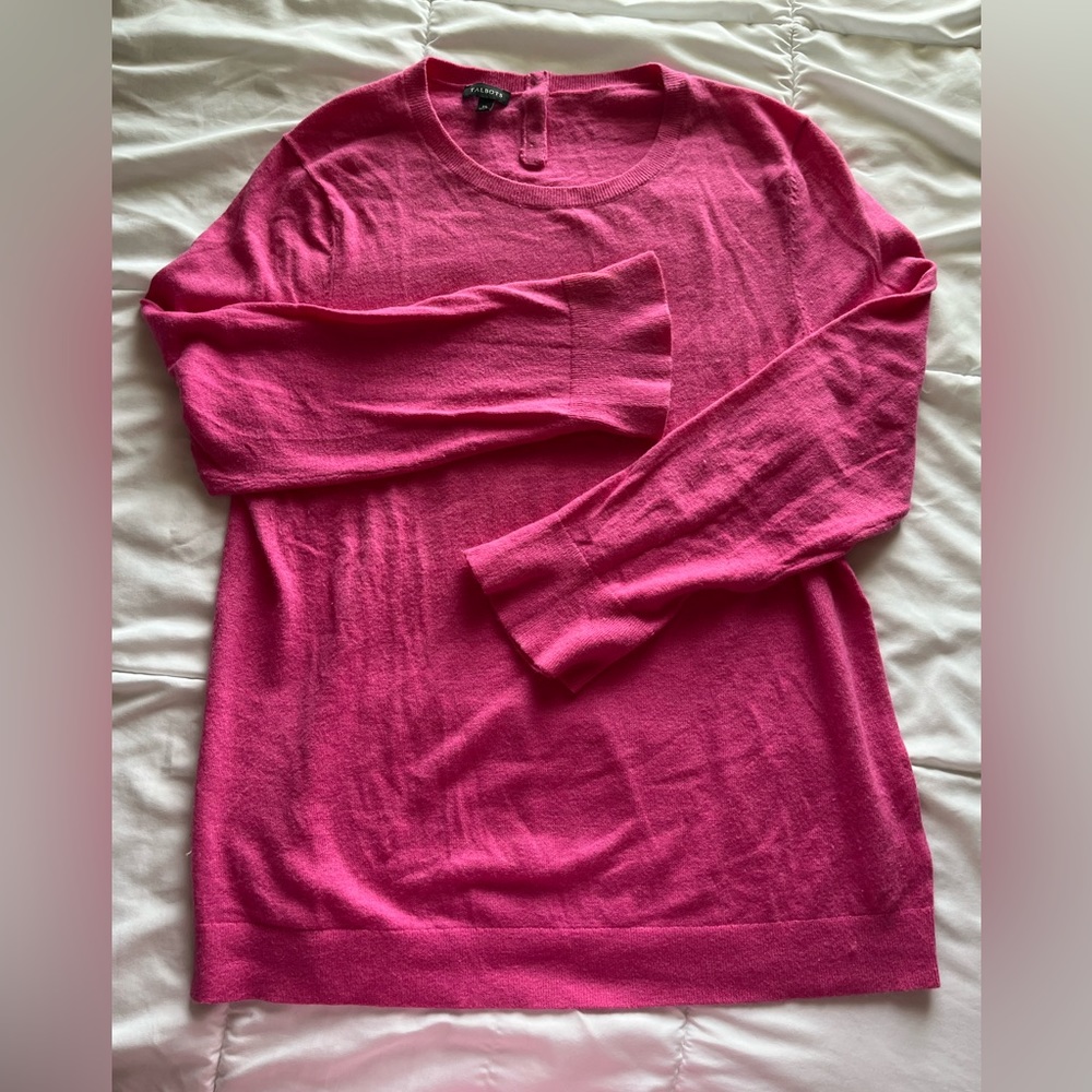 Talbot’s bright pink sweater with cute details